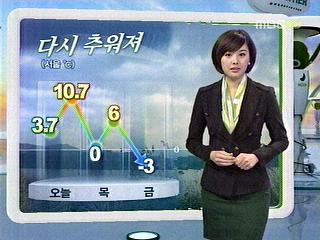 날씨 경기강원북부밤 빗방울약한 눈