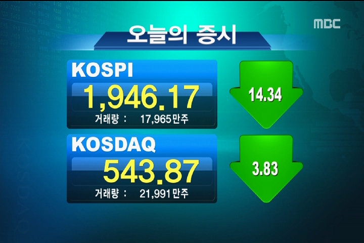 코스피 계속 내림세이마트 실적호조에 5 이상