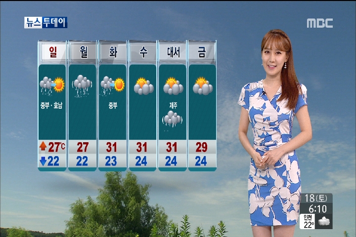 날씨 중부지방 가끔 비 남부지방은 오늘도 더워