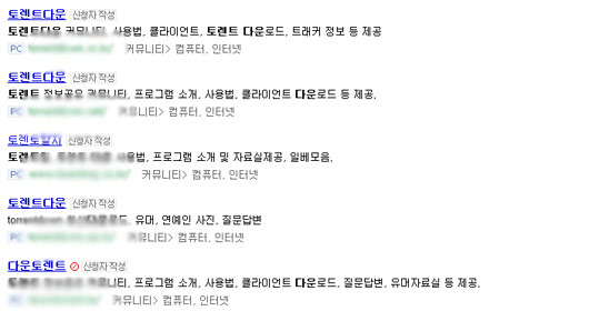 불법 다운로드 토렌트 사이트 적발