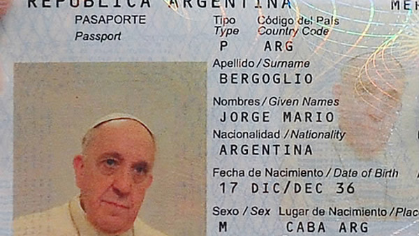 교황 바티칸 여권 대신 아르헨 여권 사용