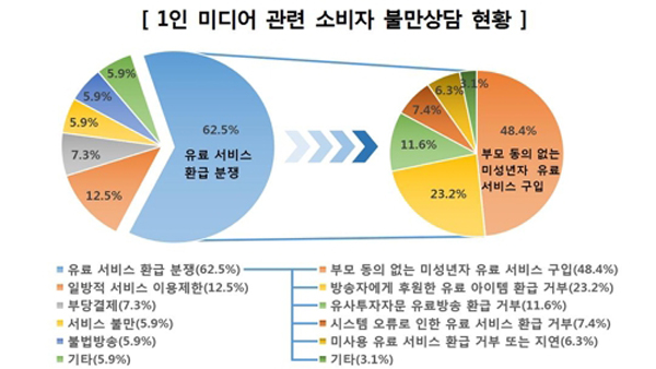 소비자원 "1인 미디어 미성년자 보호장치 미흡"