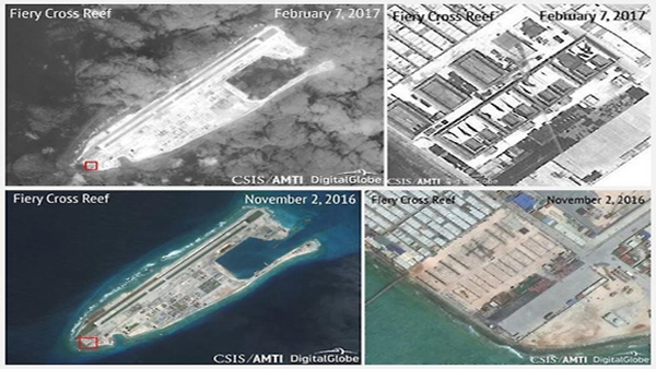  남중국해 인공섬 3곳 이상에 지대공 미사일 포대