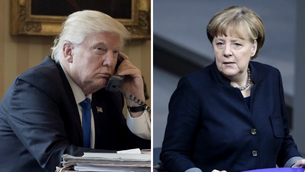 트럼프메르켈 전화 "상호 관심이익 분야 논의"