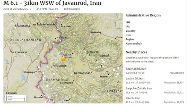 이란 서부 규모 61 지진1명 사망 58명 부상