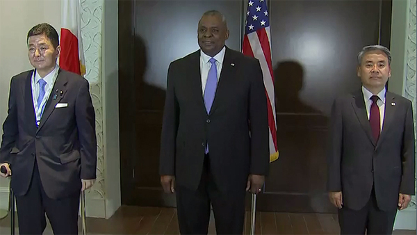 한미일 3국 국방장관회담‥미사일경보훈련 등 대북공조 논의