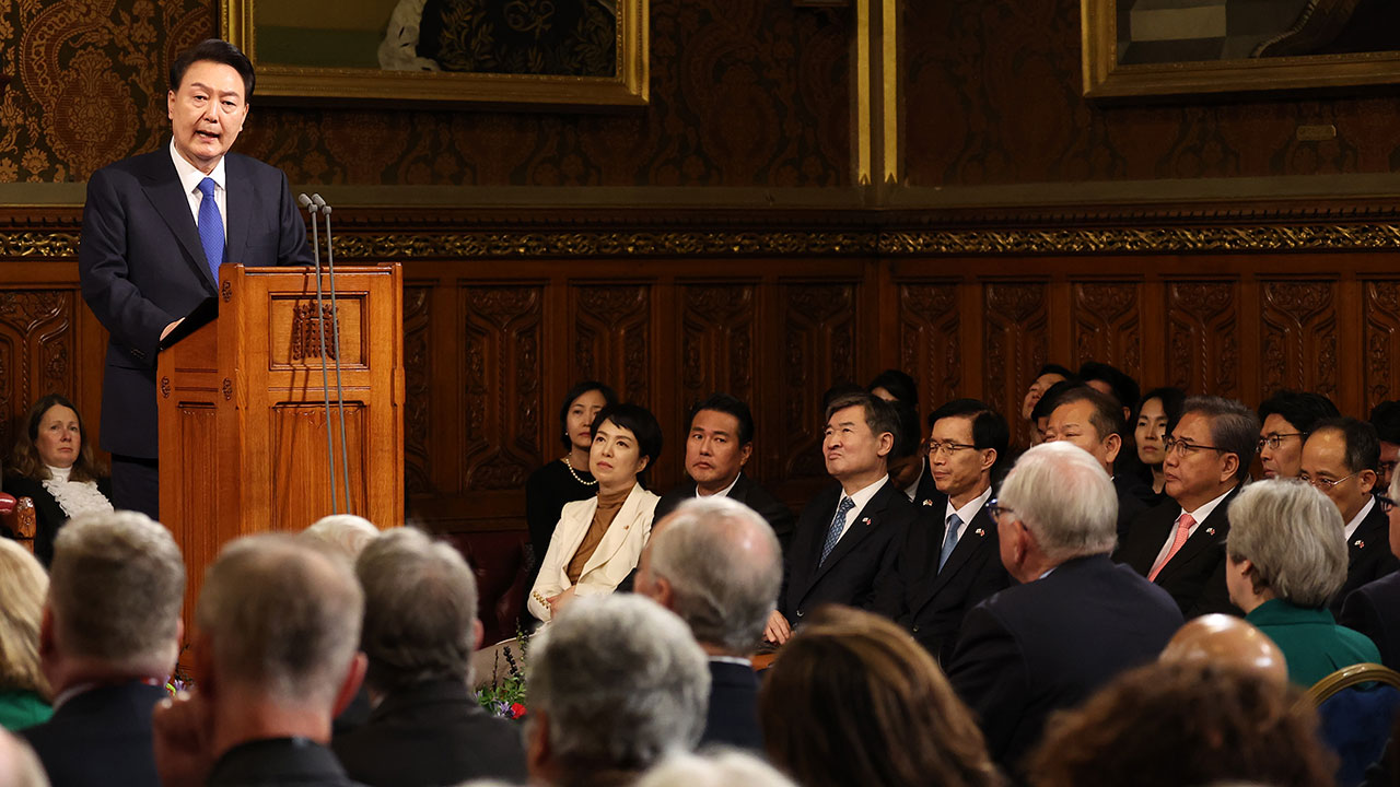 윤 대통령, 영국 의회에서 연설 "영국과 정치·경제 안보 튼튼히 할것"