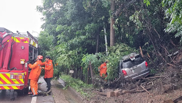 빗길 미끄러진 SUV 전신주 돌진‥1명 사망·2명 중상