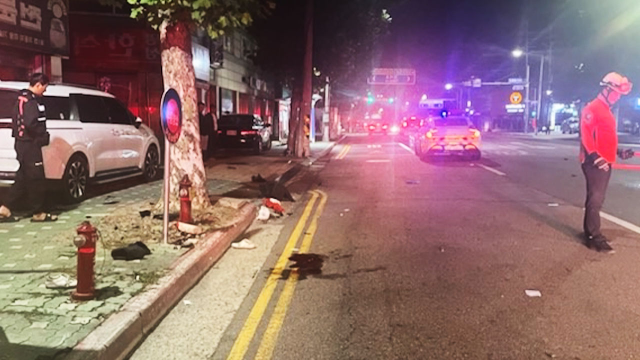 인천 도로 달리던 오토바이 경계석 들이받아‥2명 사망