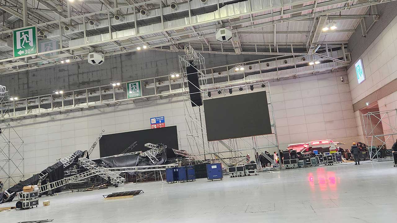 광주 콘서트 공사장서 무대장치 설치하던 작업자 4명 부상