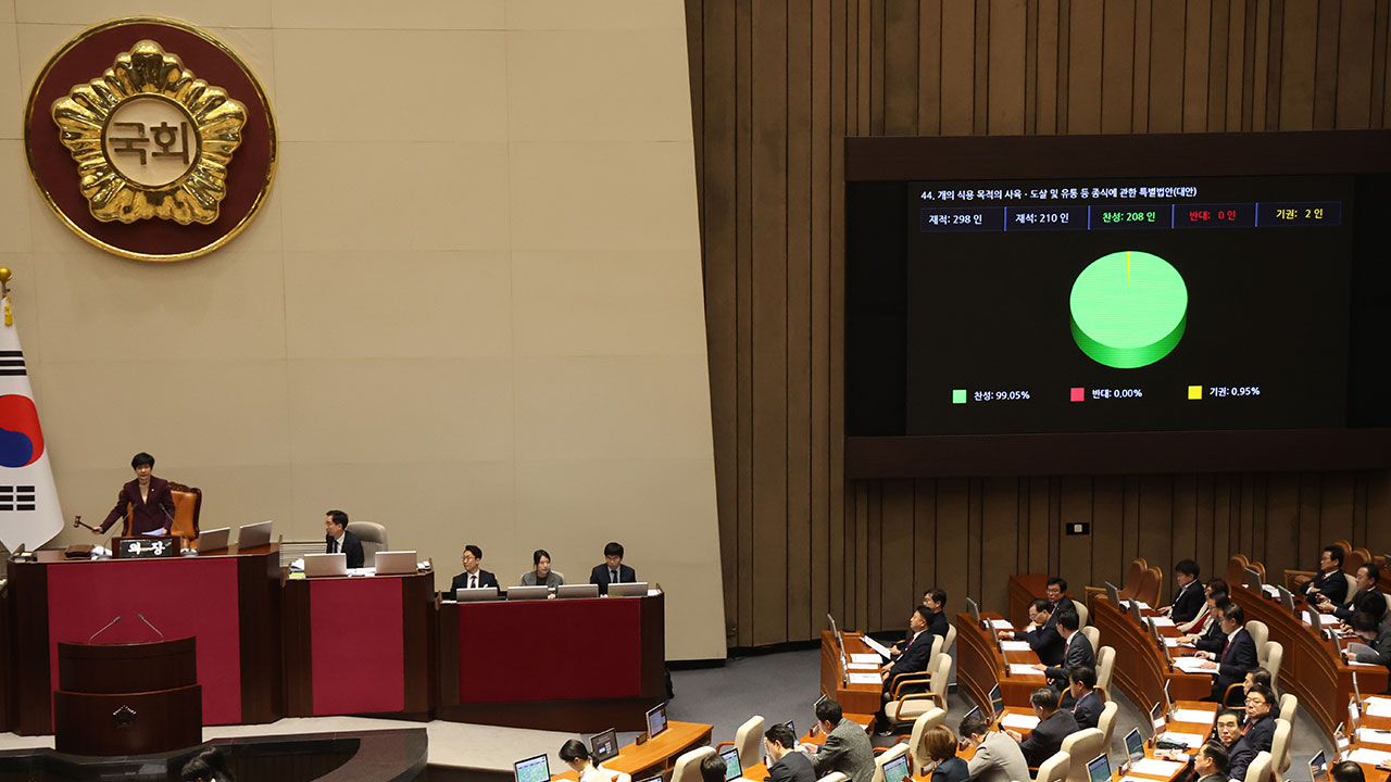 '개식용 금지법' 국회 통과‥식용 목적의 도살·사육 모두 징역형