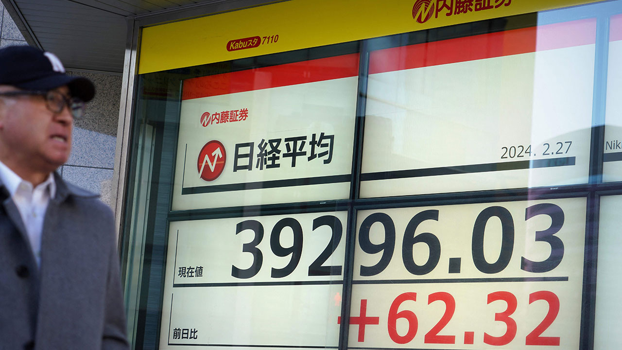 일본 닛케이지수, 사상 처음 장중 40,000선 돌파