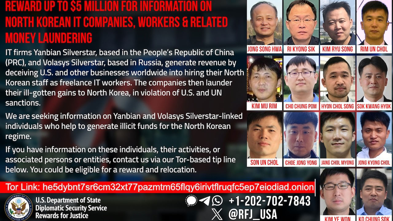 미국, 북한 IT 업체 관련 정보 현상수배‥"북한 노동자 위장 취업 관여"