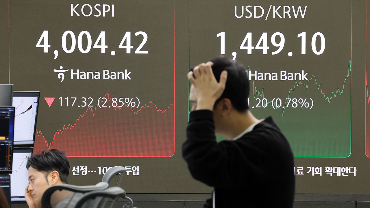한때 6% 급락했던 코스피, 2.85% ↓ 마감‥4,000선은 지켰다