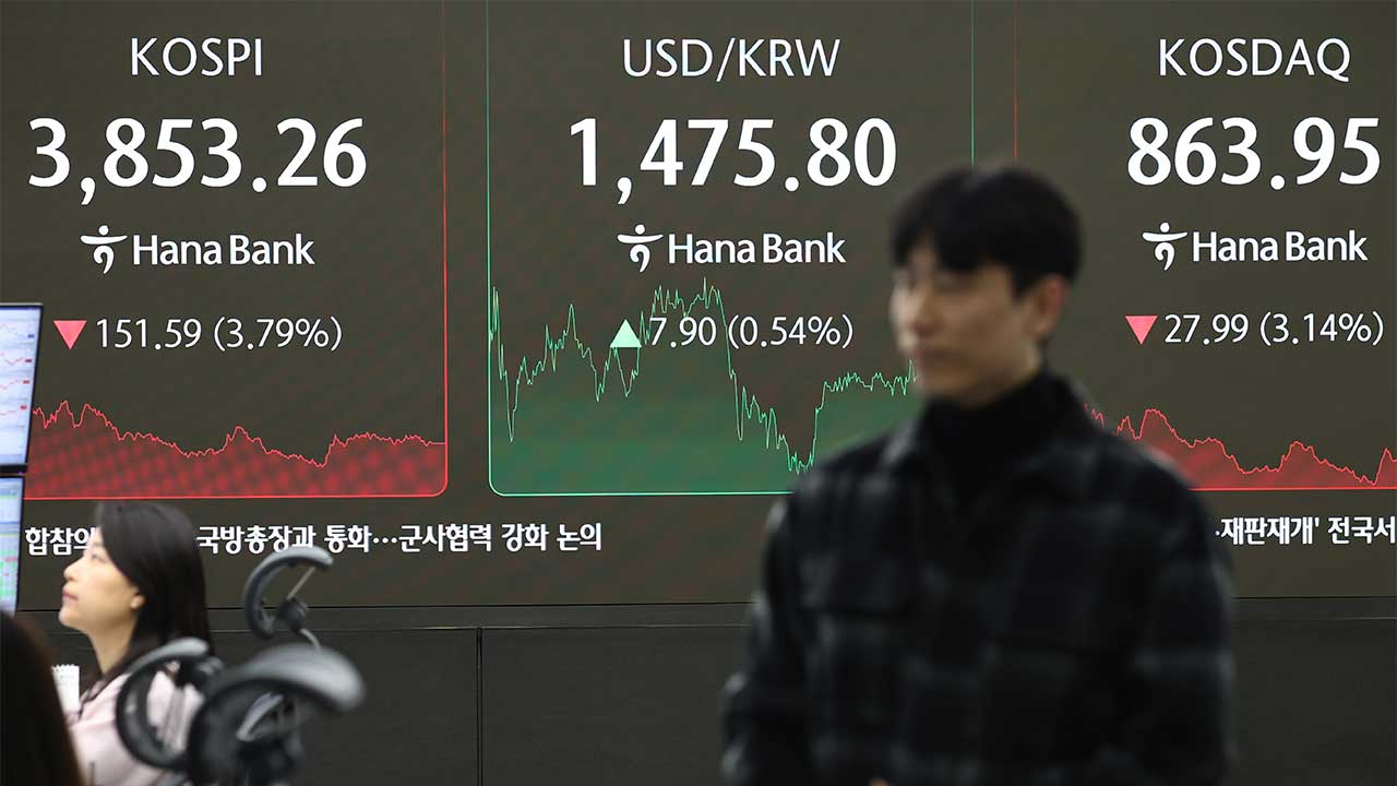 'AI 거품론'에‥코스피 4% 가까이 빠지고 환율 1,475원대로