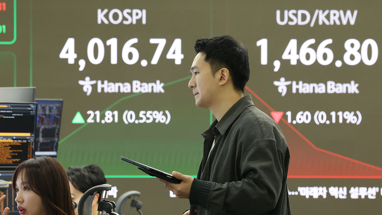 코스피, 나흘 만에 장중 4천 선 회복‥간밤 미국 증시 소폭 상승
