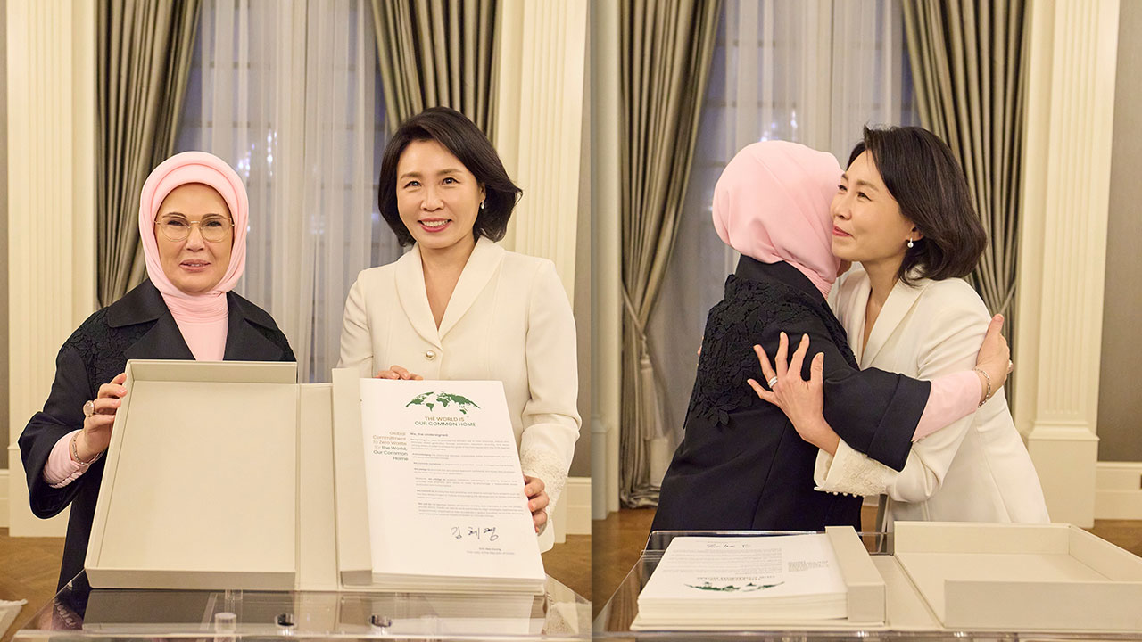 김혜경 여사, 튀르키예 영부인과 국민도서관 동행‥"환경 분야·문화재 환수 등 협력"