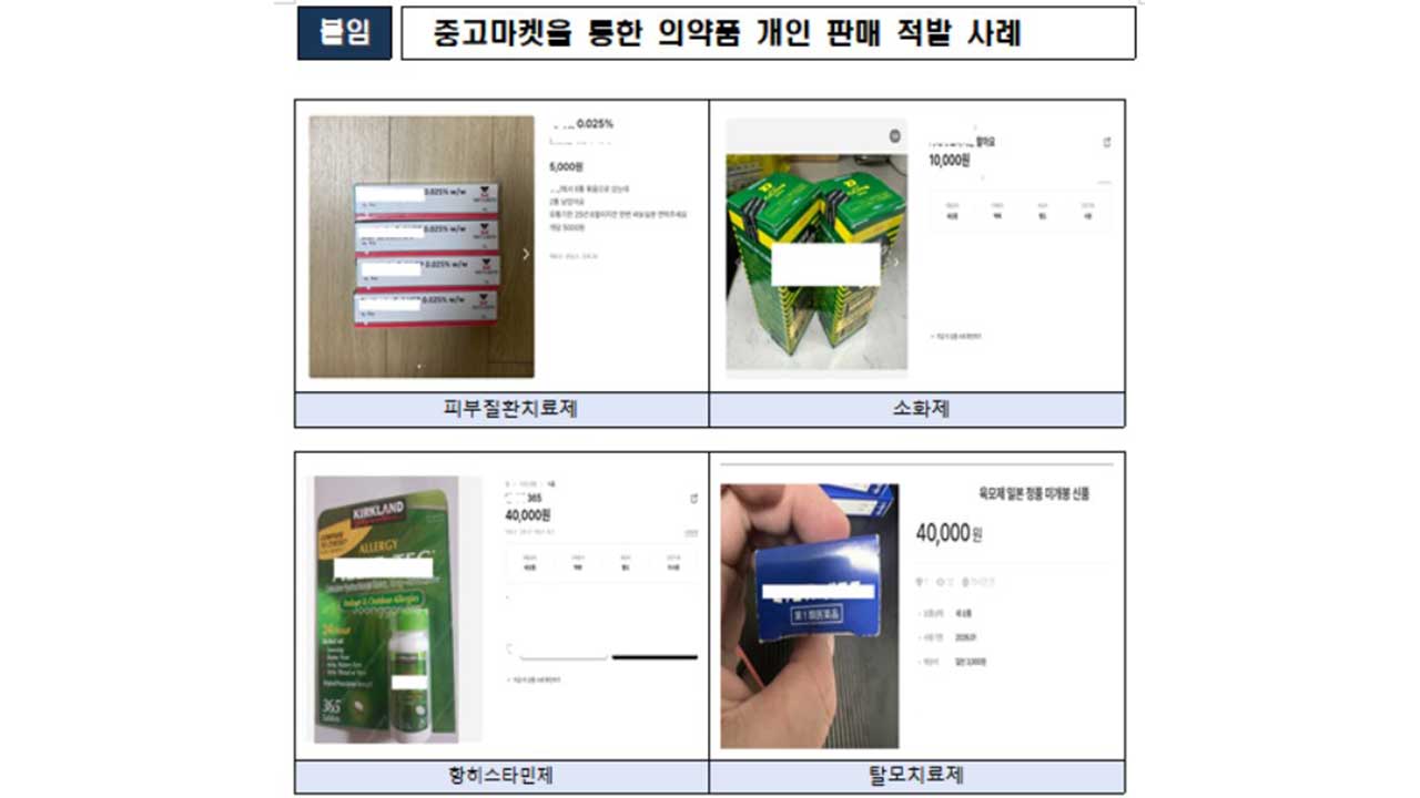 중고거래 플랫폼 의약품 불법판매 2천800여건 적발