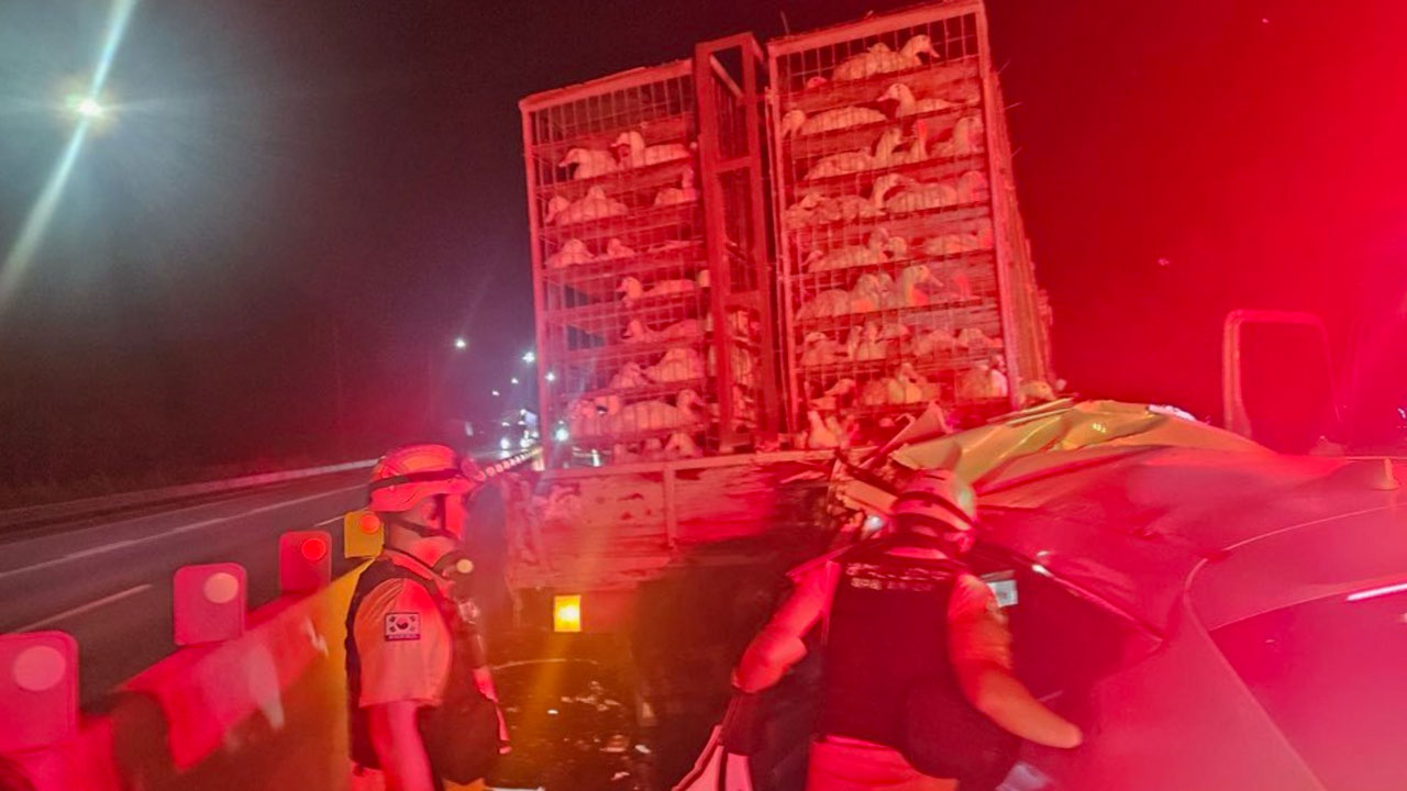 청주-영덕 고속도로서 화물차·SUV 추돌‥2명 숨져