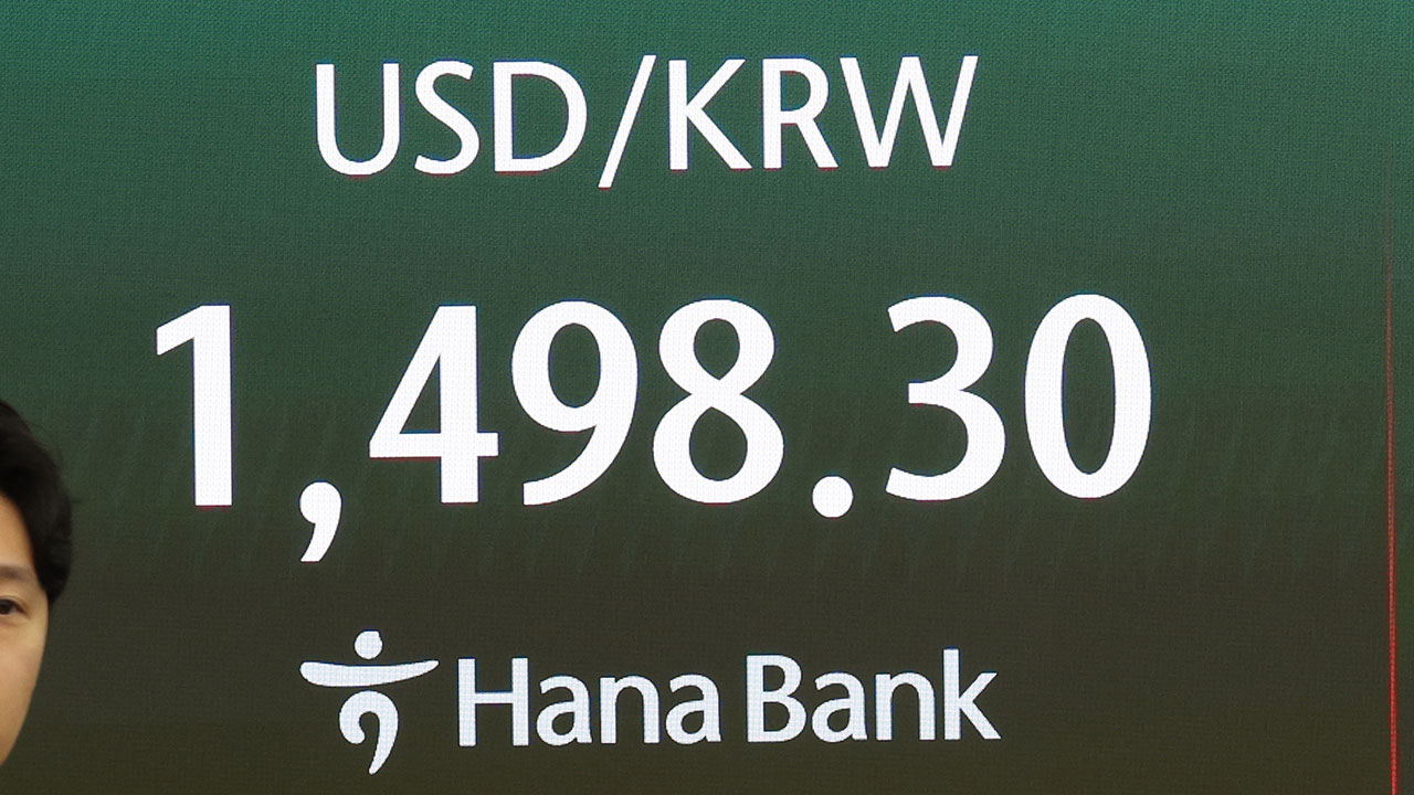 원달러 환율 1,497.5원으로 주간거래 마감‥금융위기 이후 최고 수준