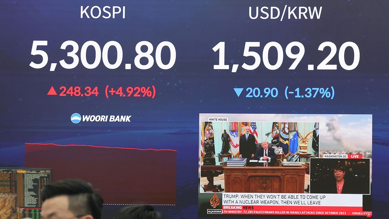 종전 기대감에 코스피 5% 급등‥매수 사이드카 발동