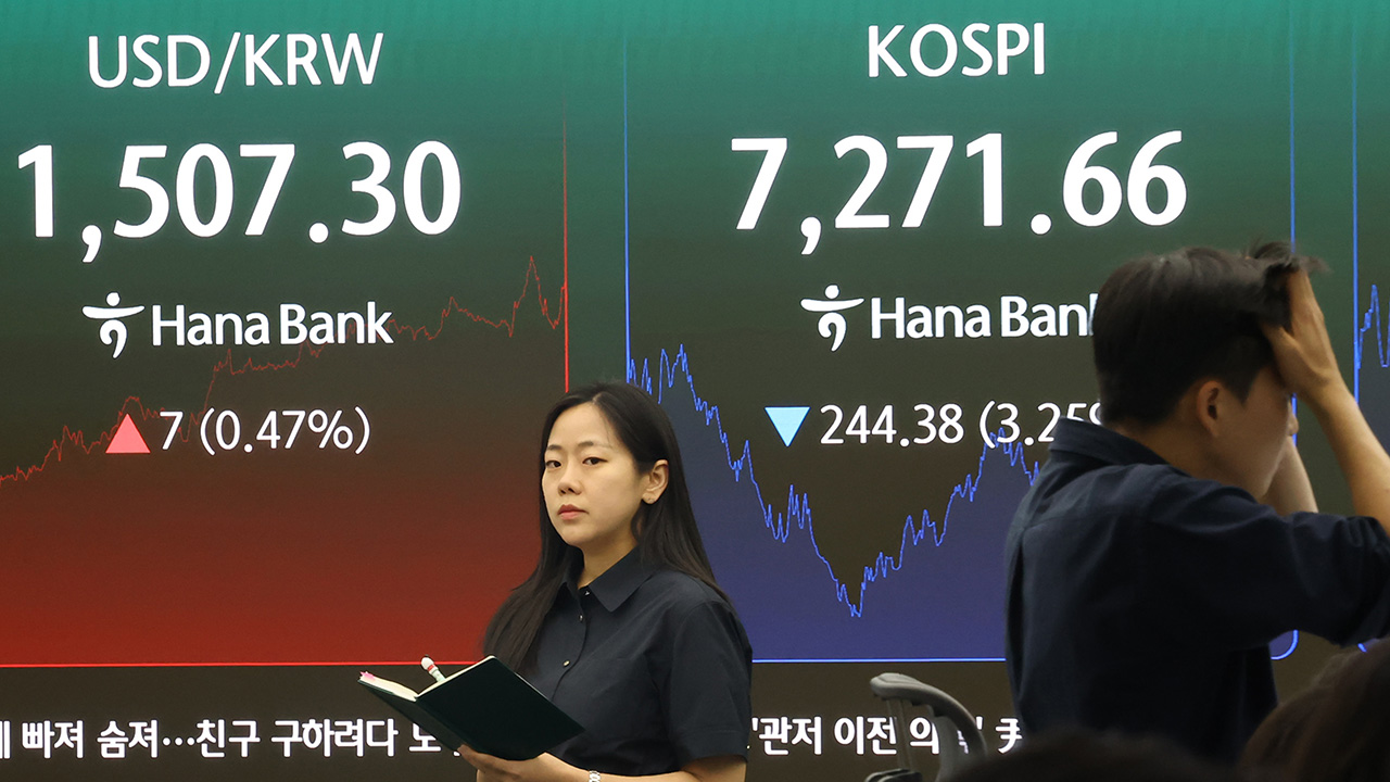 코스피 3% 떨어져 마감‥삼성전자 회복에 낙폭 줄여