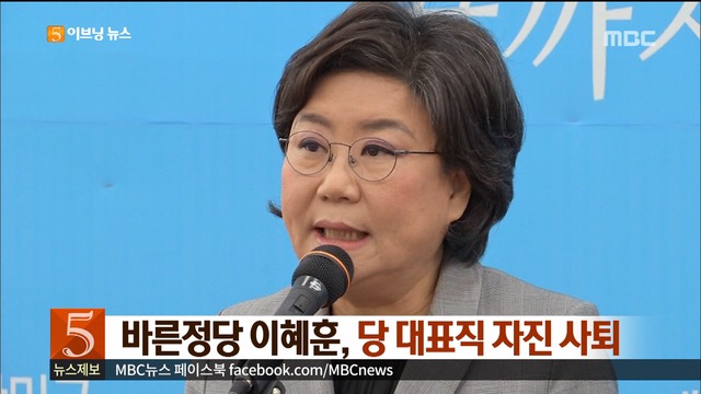 바른정당 이혜훈 당 대표직 자진 사퇴
