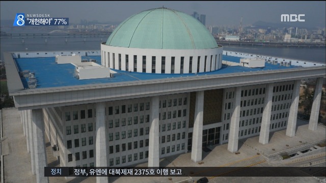 MBC 여론조사 국민 77 "개헌해야"4년 중임제 선호