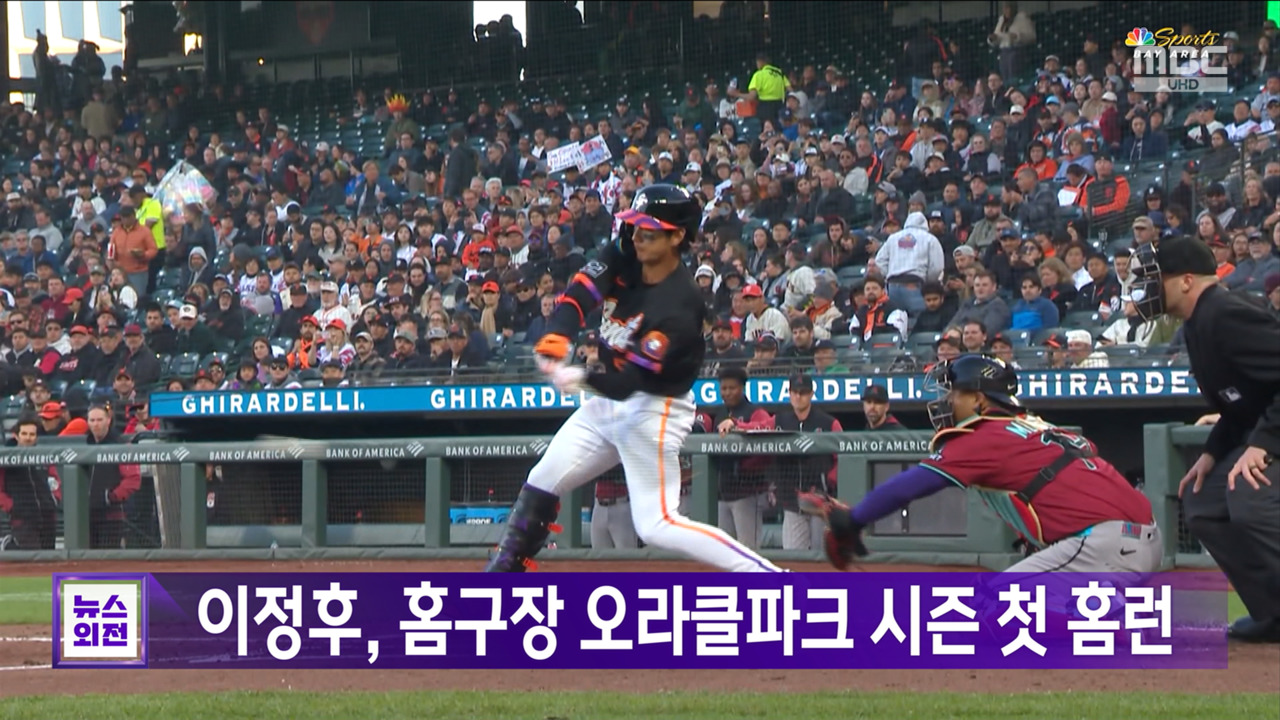 이정후 홈구장 오라클파크 시즌 첫 홈런