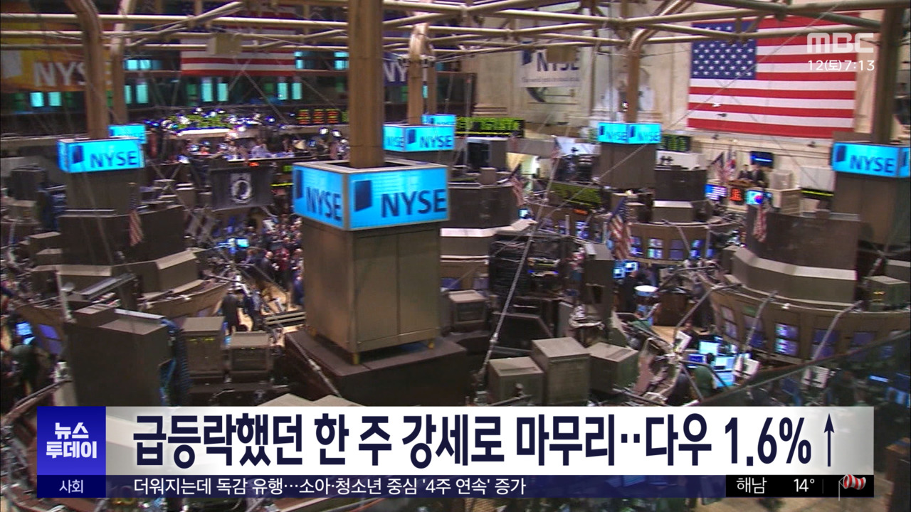 급등락했던 한 주 강세로 마무리다우 16