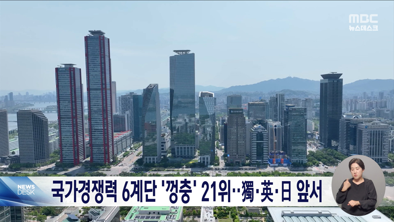 한국 국가경쟁력 6단계 상승 21위역대 두 번째 높은 순위