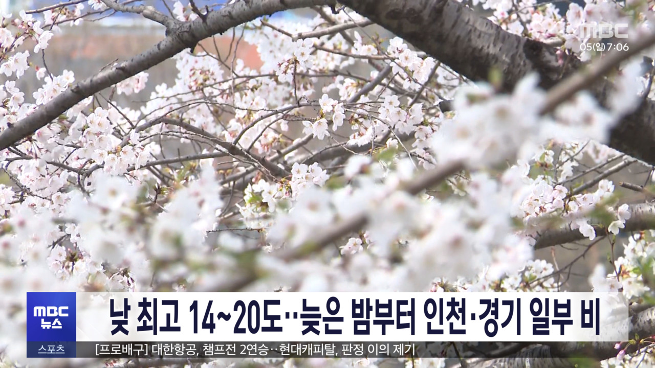 낮 최고 1420도늦은 밤부터 인천경기 일부 비