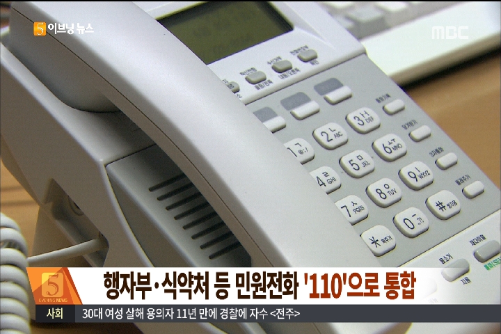 행자부식약처 등 민원전화 110으로 통합