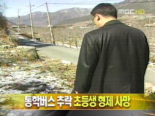 단신 통학버스 추락 초등생 형제 사망