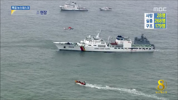 하늘에서 본 사고 해역바닷속으로 자취 감춘 세월호