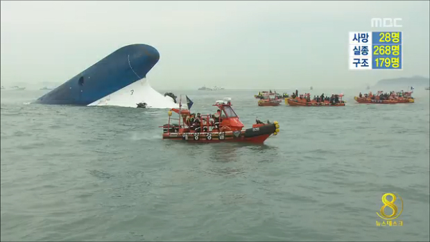 세월호 뱃머리 수면 아래로육안에서 사라진 이유는
