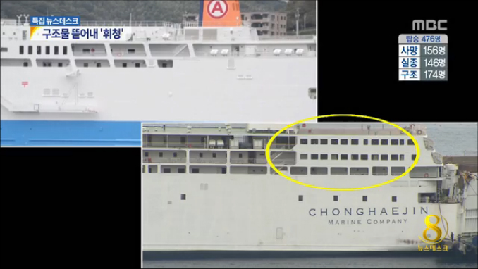 세월호 무리한 개조 무게 중심 휘청사이드 램프까지 없애
