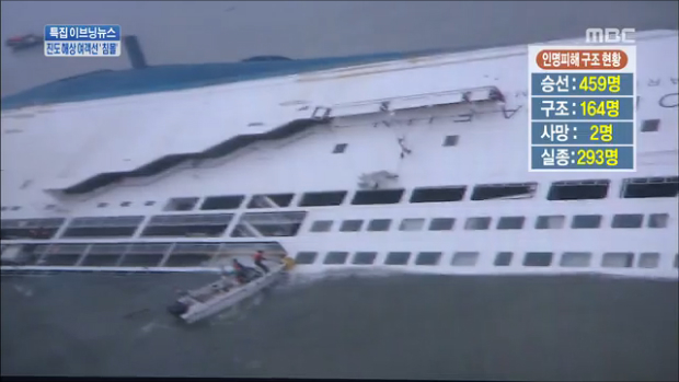 진도 해상 여객선 침몰2명 사망실종 290여 명