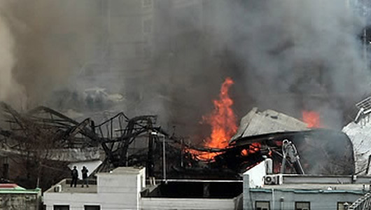 마산 해안도로 모델하우스 화재…화재원인 조사중