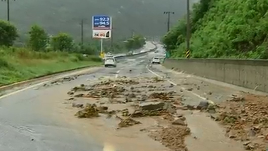 정선 160mm 집중호우… 도로 곳곳 침수