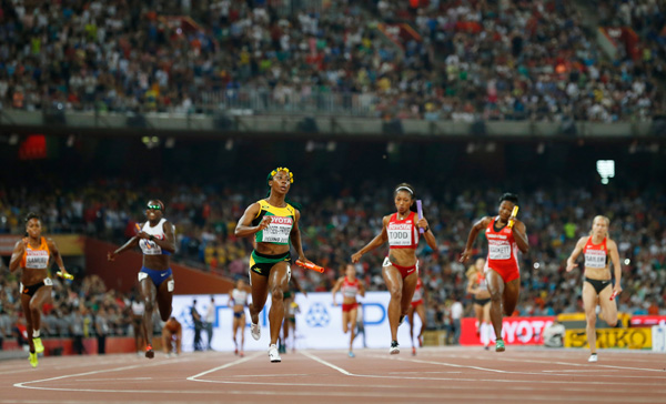 [세계육상] 자메이카 女 400m 계주 2연패, 대회新
