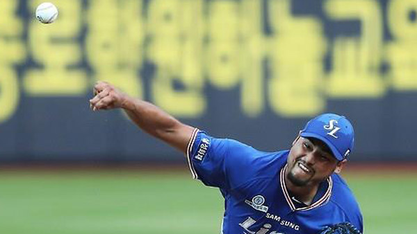 프로야구 삼성 레온 또 어깨가 3이닝 2실점 교체