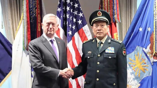 미중 국방장관 워싱턴서 회동"양국 군 관계 안정시키자"