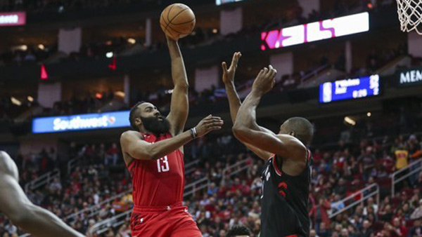 하든 22경기 연속 30득점 이상휴스턴 토론토에 2점 차 승리