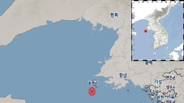인천 옹진군 백령도 남남서쪽 35km 해역서 규모 2.9 지진 발생
