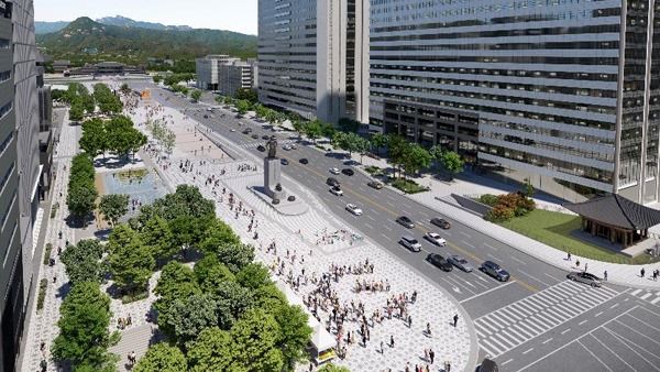 서울시, 광화문광장 변경 계획 발표…"광장 서쪽은 보행로, 동쪽은 양방향 차로"