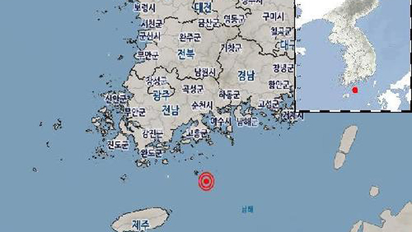 전남 여수시 거문도 남동쪽에서 규모 2.1 지진 발생