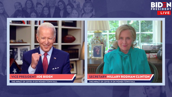 힐러리, 미국 대선에서 조 바이든 후보 지지선언