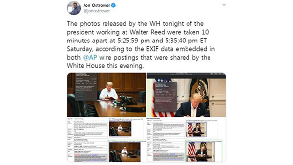 [World Now] 입원 중에 '열일'? 트럼프 사진 '연출' 논란