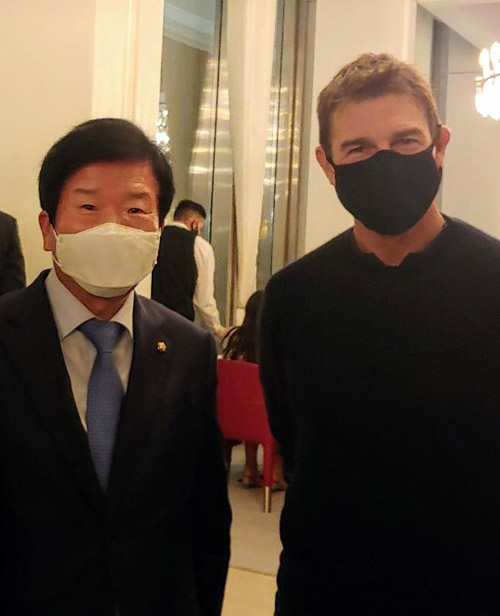 중동순방 박병석 국회의장, 톰 크루즈 깜짝조우